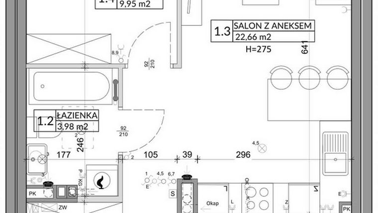 Rzut - Mieszkanie na sprzedaż 3 pokoje o powierzchni 56,89 m² - numer 79B w Osiedle Młodych etap VII