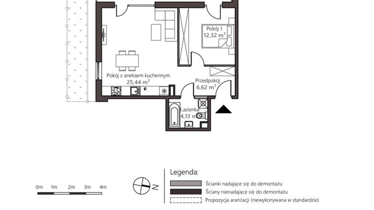 Rzut - Mieszkanie na sprzedaż 2 pokoje o powierzchni 48,51 m² - numer 5D/4 w Nowy Goszyn