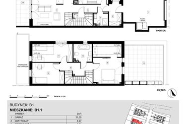 Rzut - Dom na sprzedaż 5 pokoi o powierzchni 126,6 m² - numer B1.1 w Ville Przy Białej