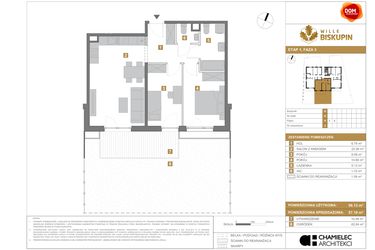 Rzut - Mieszkanie na sprzedaż 3 pokoje o powierzchni 57,19 m² - numer N2 w Wille Biskupin III