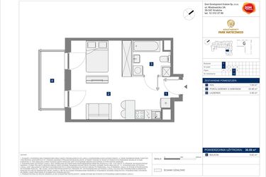 Rzut - Mieszkanie na sprzedaż 1 pokój o powierzchni 30,59 m² - numer F-13 w Apartamenty Park Matecznego Etap 2