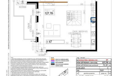 Rzut - Mieszkanie na sprzedaż 1 pokój o powierzchni 127,78 m² - numer 47 w Strumykowa