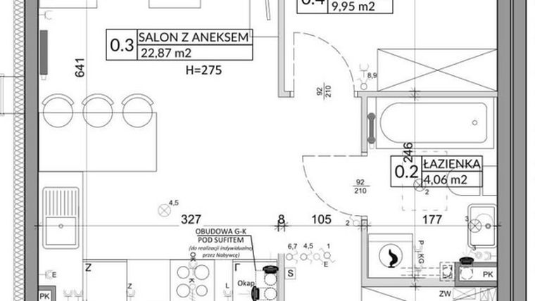 Rzut - Mieszkanie na sprzedaż 3 pokoje o powierzchni 57,39 m² - numer 61A w Osiedle Młodych etap X