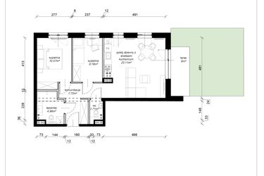 Rzut - Mieszkanie na sprzedaż 3 pokoje o powierzchni 56,27 m² - numer E.0.05.3a w Art.Teo etap 3