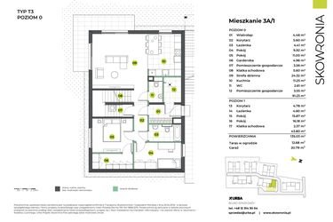 Rzut - Mieszkanie na sprzedaż 5 pokoi o powierzchni 135,03 m² - numer 3AL/1 w Skowronia