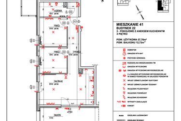 Rzut - Mieszkanie na sprzedaż 3 pokoje o powierzchni 57,76 m² - numer 41 w Osiedle 4 Pory Roku - Etap VIII