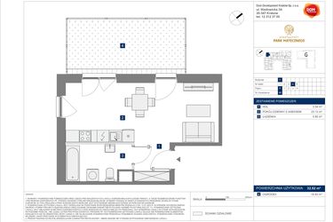 Rzut - Mieszkanie na sprzedaż 1 pokój o powierzchni 32,52 m² - numer F-48 w Apartamenty Park Matecznego Etap 2