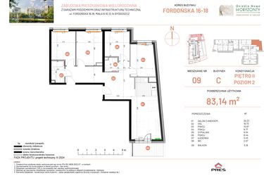 Rzut - Mieszkanie na sprzedaż 4 pokoje o powierzchni 83,14 m² - numer 18.9 w Osiedle Nowe Horyzonty etap II