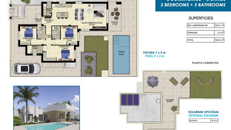 Rzut - Dom na sprzedaż 3 pokoje o powierzchni 136,68 m² - numer 16 w Dom w Polop - 26325402
