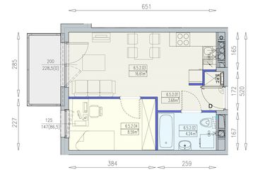 Rzut - Mieszkanie na sprzedaż 2 pokoje o powierzchni 33,12 m² - numer K2 6/5/2/2a w Południk 17 - budynek K2