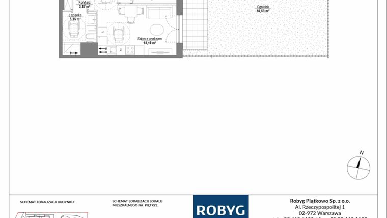 Rzut - Mieszkanie na sprzedaż 2 pokoje o powierzchni 39,73 m² - numer H3_0M04 w Piątkowo Residence etap II