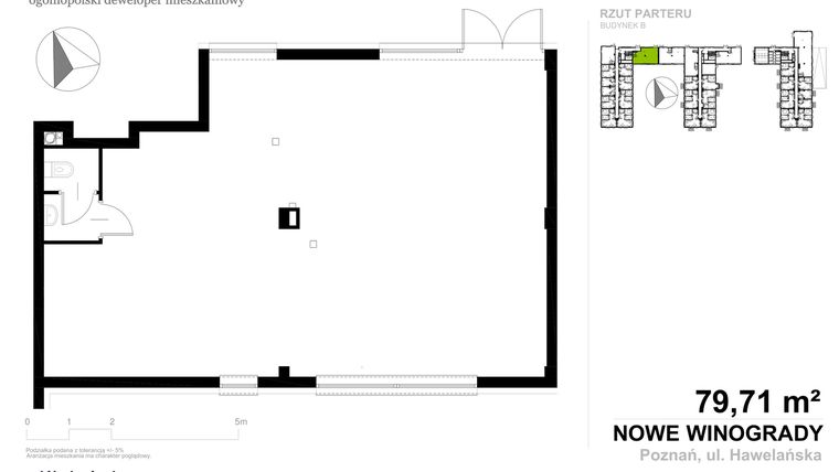 Rzut - Lokal użytkowy na sprzedaż 1 pokój o powierzchni 79,71 m² - numer LU.002 w Nowe Winogrady