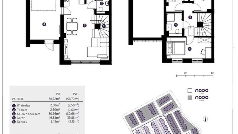 Rzut - Dom na sprzedaż 4 pokoje o powierzchni 92,48 m² - numer 15B w Osiedle Nodo