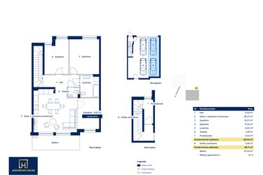 Rzut - Mieszkanie na sprzedaż 3 pokoje o powierzchni 80,53 m² - numer 12 w Nova Jeziorowa 2