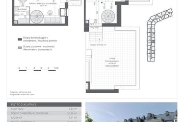 Rzut - Mieszkanie na sprzedaż 1 pokój o powierzchni 55,72 m² - numer 78 w Ignatki Forest etap II