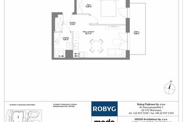 Rzut - Mieszkanie na sprzedaż 2 pokoje o powierzchni 40,05 m² - numer H3_1M04 w Piątkowo Residence etap II