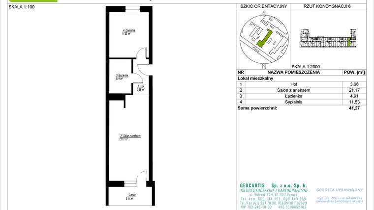 Rzut - Mieszkanie na sprzedaż 2 pokoje o powierzchni 41,27 m² - numer 28/118 w Symfonia Ptasia 28