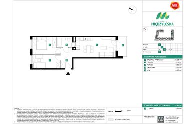 Rzut - Mieszkanie na sprzedaż 3 pokoje o powierzchni 52,62 m² - numer 31 w Osiedle Międzyleska - etap II