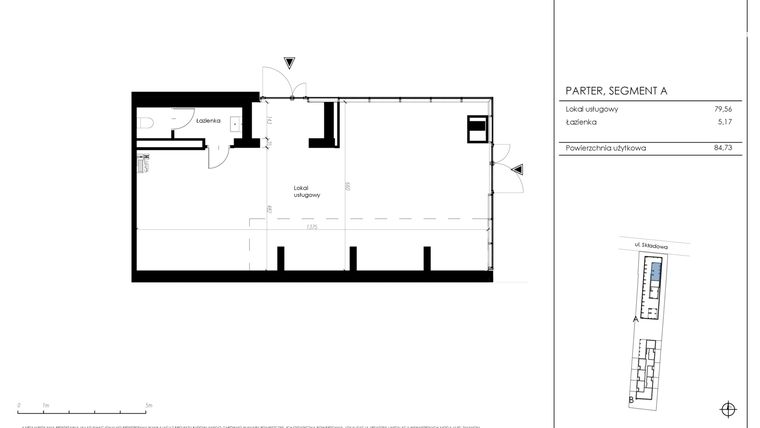 Rzut - Lokal użytkowy na sprzedaż 1 pokój o powierzchni 84,73 m² - numer A-LU w Apartamenty Składowa