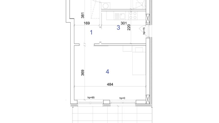 Rzut - Mieszkanie na sprzedaż 1 pokój o powierzchni 37,58 m² - numer 6A.73 w Mierzeja Wiślana etap IV
