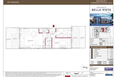 Rzut - Mieszkanie na sprzedaż 3 pokoje o powierzchni 70,27 m² - numer 1.13 w Bella Vista Etap IV