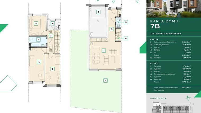 Rzut - Dom na sprzedaż 3 pokoje o powierzchni 118,31 m² - numer 7B w Zapolskiej 12