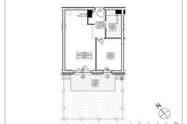Rzut - Mieszkanie na sprzedaż 2 pokoje o powierzchni 41,09 m² - numer A1.2 w Osiedle Zielone bud. A1, B8