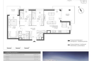 Rzut - Mieszkanie na sprzedaż 4 pokoje o powierzchni 70,76 m² - numer M10 w Apartamenty Przystań bud. F