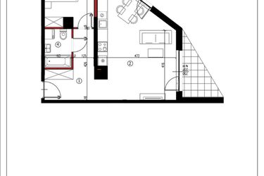 Rzut - Mieszkanie na sprzedaż 2 pokoje o powierzchni 50,62 m² - numer 23 w Andersa 3