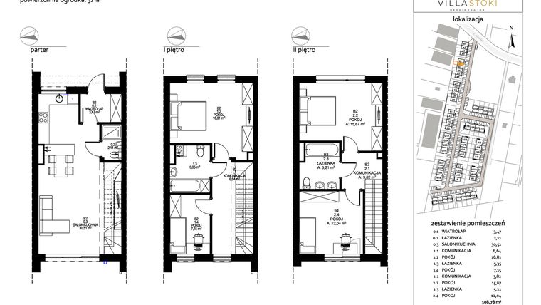 Rzut - Dom na sprzedaż 5 pokoi o powierzchni 108,78 m² - numer B2 w Villa Stoki (domy)