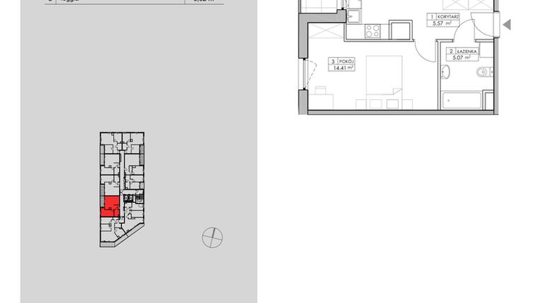 Rzut - Mieszkanie na sprzedaż 2 pokoje o powierzchni 48,55 m² - numer 2.A101 w Niebieski Bursztyn II