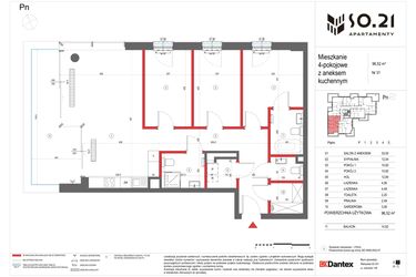 Rzut - Mieszkanie na sprzedaż 4 pokoje o powierzchni 96,52 m² - numer 31 w SO.21