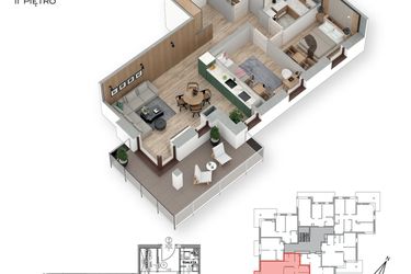 Rzut - Mieszkanie na sprzedaż 3 pokoje o powierzchni 63,01 m² - numer 14 w Villa Park - Etap III