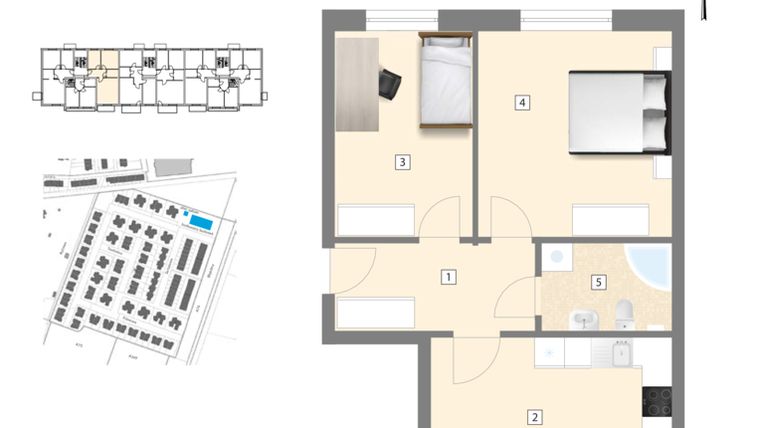 Rzut - Mieszkanie na sprzedaż 3 pokoje o powierzchni 63,46 m² - numer C6 w Błękitne Aleje Etap XV