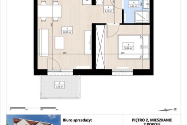 Rzut - Mieszkanie na sprzedaż 2 pokoje o powierzchni 40,15 m² - numer B3/2/28 w Montano bud. B3