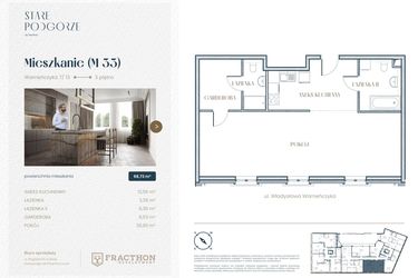 Rzut - Mieszkanie na sprzedaż 1 pokój o powierzchni 68,73 m² - numer M.33 w Stare Podgórze