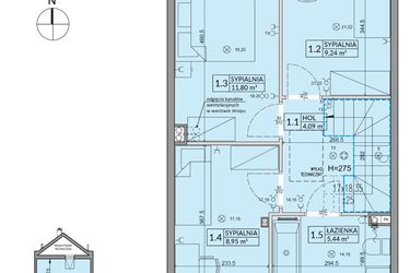 Rzut - Dom na sprzedaż 4 pokoje o powierzchni 85,17 m² - numer 173A w Arkady Walendów etap 3 i 4
