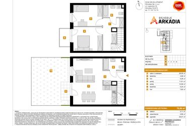 Rzut - Mieszkanie na sprzedaż 2 pokoje o powierzchni 70,88 m² - numer 10 w Osiedle Arkadia
