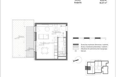 Rzut - Mieszkanie na sprzedaż 1 pokój o powierzchni 32,83 m² - numer B.0.5 w Polanka 21