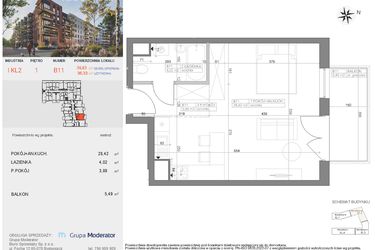 Rzut - Mieszkanie na sprzedaż 1 pokój o powierzchni 36,33 m² - numer I-B11 w Industria etap I-B