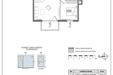 Rzut - Mieszkanie na sprzedaż 2 pokoje o powierzchni 49,21 m² - numer 9.A.19 w Urzeka bud. 9