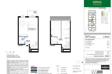 Rzut - Mieszkanie na sprzedaż 3 pokoje o powierzchni 42,93 m² - numer 4A_27 w Nowa Północ etap 2