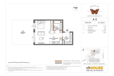 Rzut - Mieszkanie na sprzedaż 1 pokój o powierzchni 41,3 m² - numer A5 w Apartamenty Rusałki