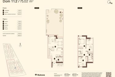Rzut - Mieszkanie na sprzedaż 4 pokoje o powierzchni 75,02 m² - numer 11.2 w Bukowa