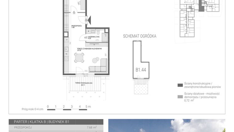 Rzut - Mieszkanie na sprzedaż 2 pokoje o powierzchni 49,46 m² - numer M44 w Modern House II
