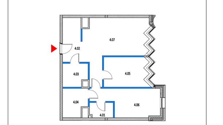 Rzut - Mieszkanie na sprzedaż 3 pokoje o powierzchni 74,39 m² - numer 27 w Garbary 68