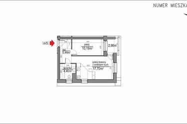 Rzut - Mieszkanie na sprzedaż 2 pokoje o powierzchni 37,79 m² - numer 3m.5 w Osiedle Rytm etap 2