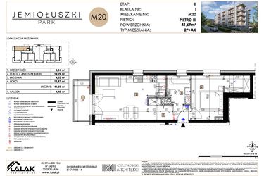 Rzut - Mieszkanie na sprzedaż 2 pokoje o powierzchni 41,69 m² - numer A2_M20 w Jemiołuszki Park etap 2