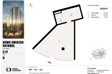 Rzut - Lokal użytkowy na sprzedaż 1 pokój o powierzchni 66,49 m² - numer U.11 w Nowa Gwiazda