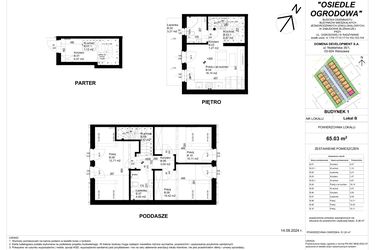 Rzut - Mieszkanie na sprzedaż 4 pokoje o powierzchni 65,03 m² - numer 1B w Osiedle Ogrodowa